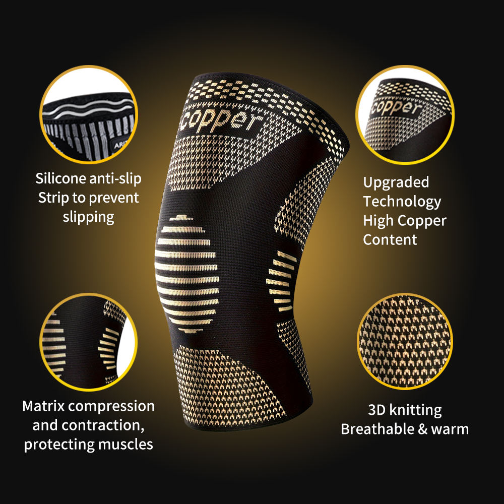 Copper Knee Compression Sleeve – Single Support for Sports & Fitness